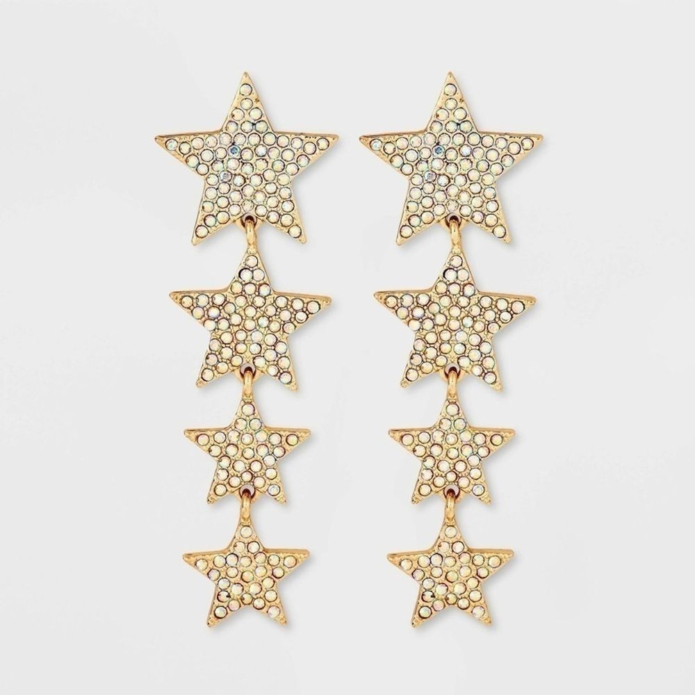 BaubleBar Sugarfix New Shooting Star Statement Drop Earrings Gold Tone Celestial